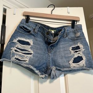 Gianni Bini Size 28 (US size 4-6) Patch Jean High-Waisted Shorts (Like New!)